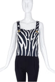 Versus Versace Black & White Zebra Print Tank Top & A Line Skirt with Lion Medallion Details Resort2014