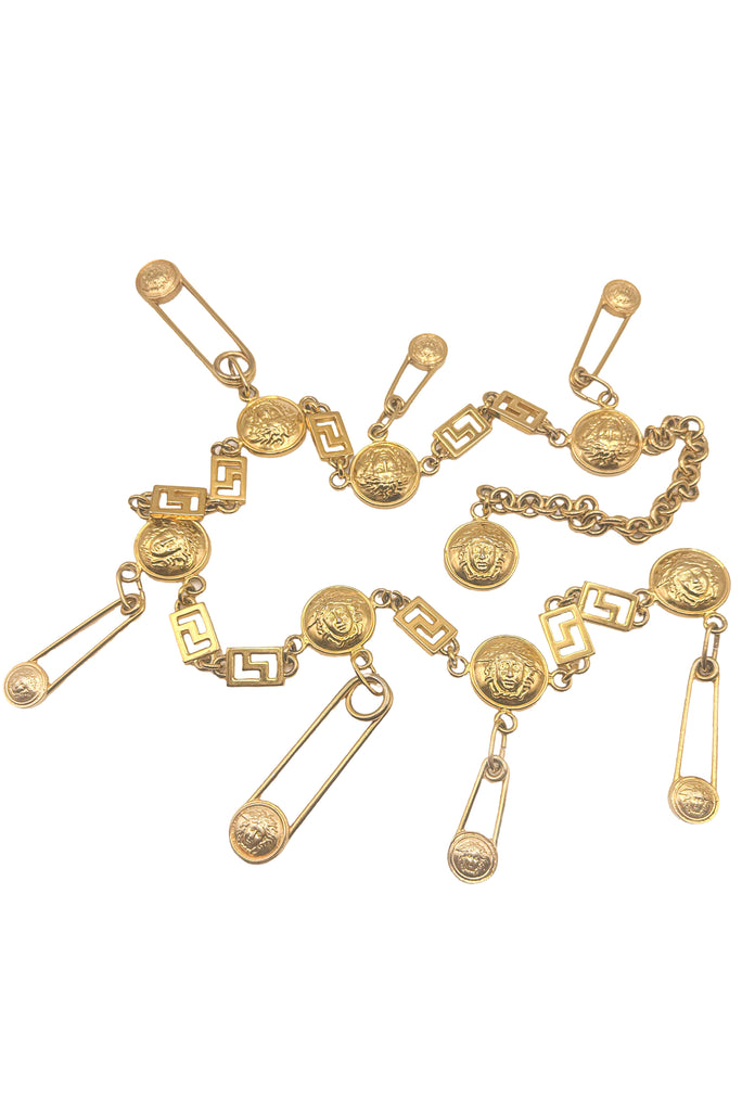 Versace Gold Safety Pin Medusa Coin Belt