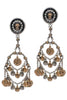 Versace Oversized Silver Gold Mixed Metal Medallion Chandelier Earrings