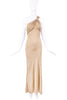 Versace Nude Sand Color One Shoulder Knot Silk Jersey Dress Gown