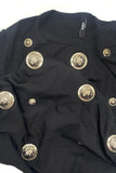 Versus Versace Black T-Shirt with Silver Lion Medusa Medallions