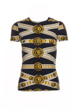 Versus Versace Black T-Shirt with Gold Harness Lion Print FW2013