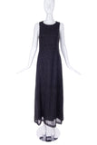 Versus by Gianni Versace Black Maxi Dress Gown with Gold Polka Dots