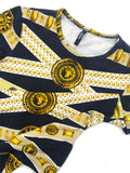 Versus Versace Black T-Shirt with Gold Harness Lion Print FW2013