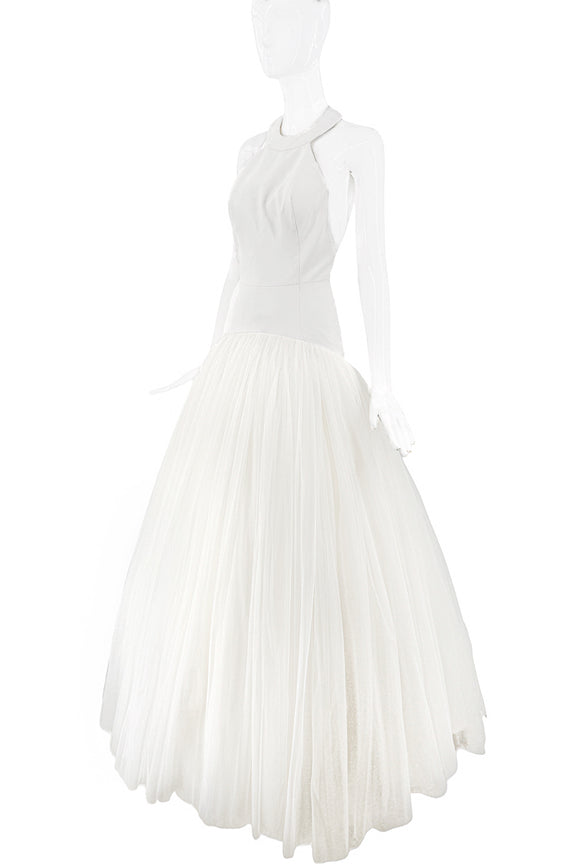 Viktor & Rolf Ivory Drop Waist Tool Gown