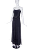 Vicky Tiel Black Chiffon "Laurel Flower" Beaded Bustier Gown Dress