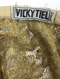 Vicky Tiel Luxurious Gold Lace Floral Skirt with Sequin Details - BOUTIQUE PURCHASE PRICE