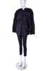Vintage Black Astrakhan Lamb "Femme Fatale" Coat with Fox Fur Sleeve Stripe