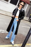 Vintage Black PVC Vinyl Faux Leather COURRÈGES Style Mac Coat