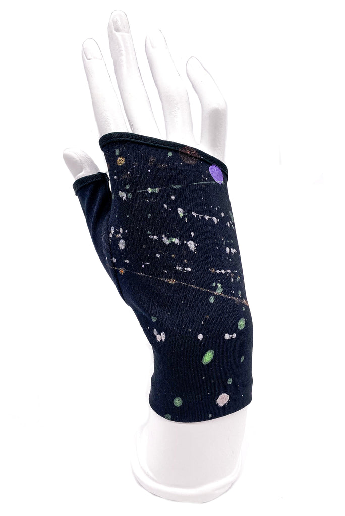 Vintage Black with Paint Splatter Print Half-Glove by "Gloved Up"