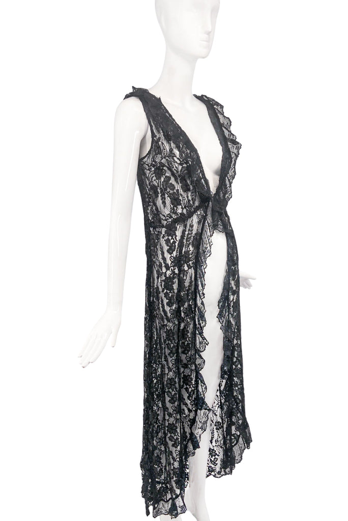 Vintage Lace Ruffle Morning Coat Dress