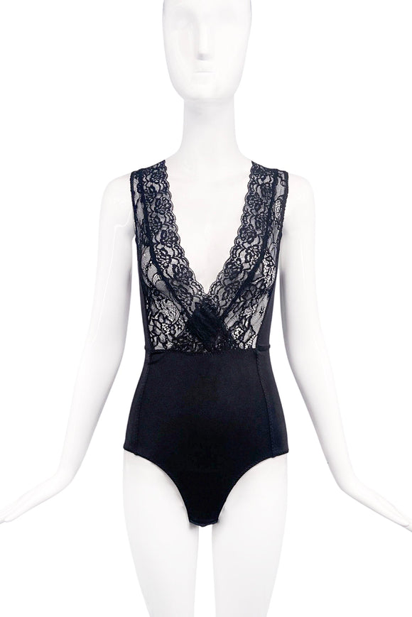 Vintage Black Lace Bodice Bodysuit
