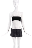 Vintage Black Leather Micro Mini "Belt" Skirt