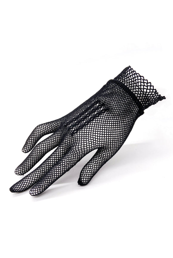 Vintage Black Fishnet Wrist-Length Gloves