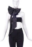 Vintage Black Satin Oversize Neck Bow Tie