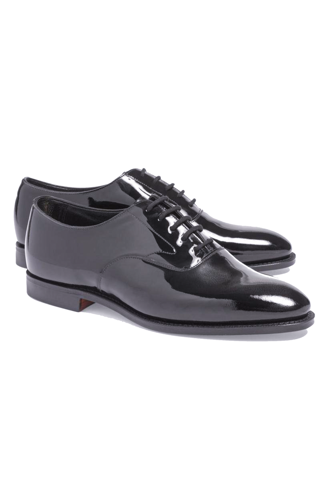 Vintage Black Patent Leather Lace-Up Derby Men's Shoe