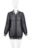 Vintage Black Sheer Chiffon Bomber Letterman Jacket