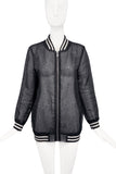 Vintage Black Sheer Chiffon Bomber Letterman Jacket