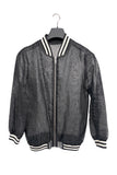 Vintage Black Sheer Chiffon Bomber Letterman Jacket