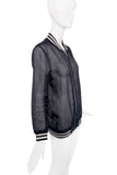 Vintage Black Sheer Chiffon Bomber Letterman Jacket