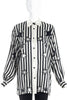 Vintage Black and White Star Print Silk Button-Up Shirt