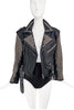 Vintage Black London Leatherwear NYC Fully Studded Cropped Belted Leather Jacket
