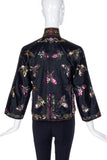 Vintage Chinoiserie Silk Jacket with Exquisite Butterfly Embroidery Circa 1930's