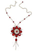 Vintage Ruby Red and Crystal Floral Fringe Pendant Necklace