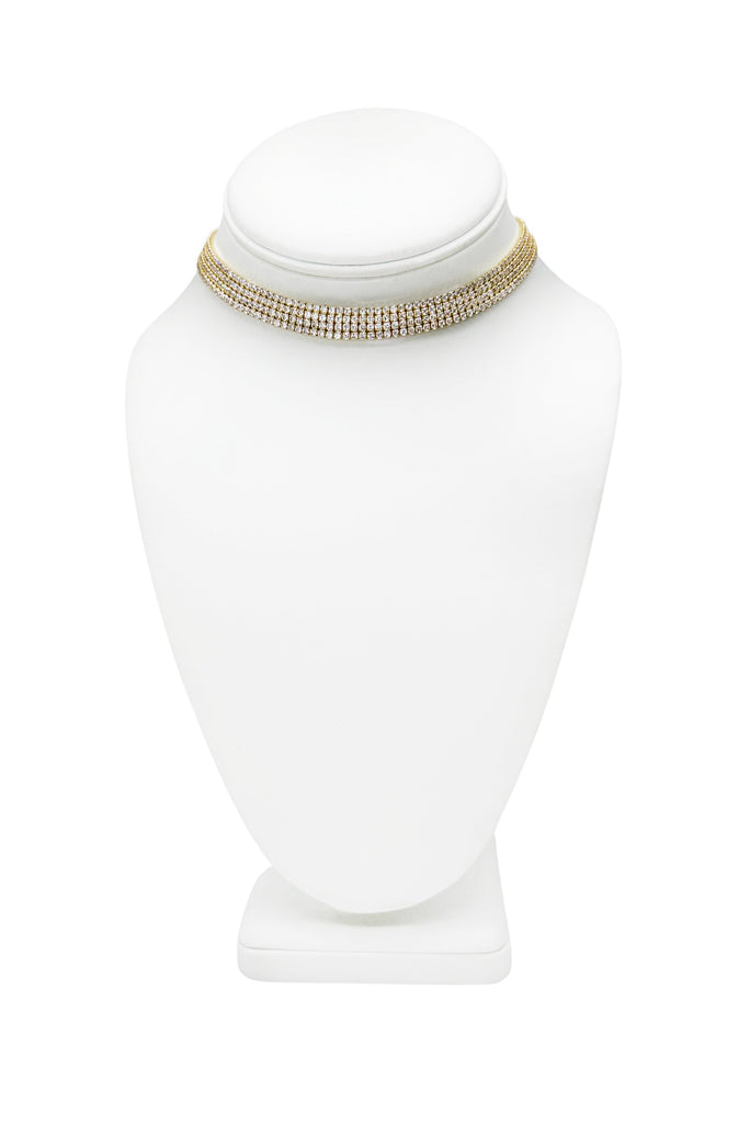 Vintage Gold & Crystal Rhinestone Choker Necklace