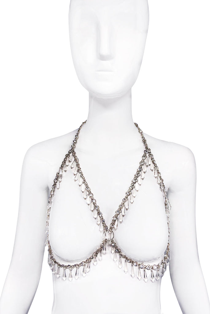 Vintage Silver Chain Crystal Beaded Bra Harness Top (Copy)
