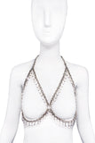 Vintage Silver Chain Crystal Beaded Bra Harness Top
