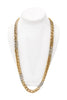 Vintage Gold Silver Rhinestone Long Chain Link Necklace