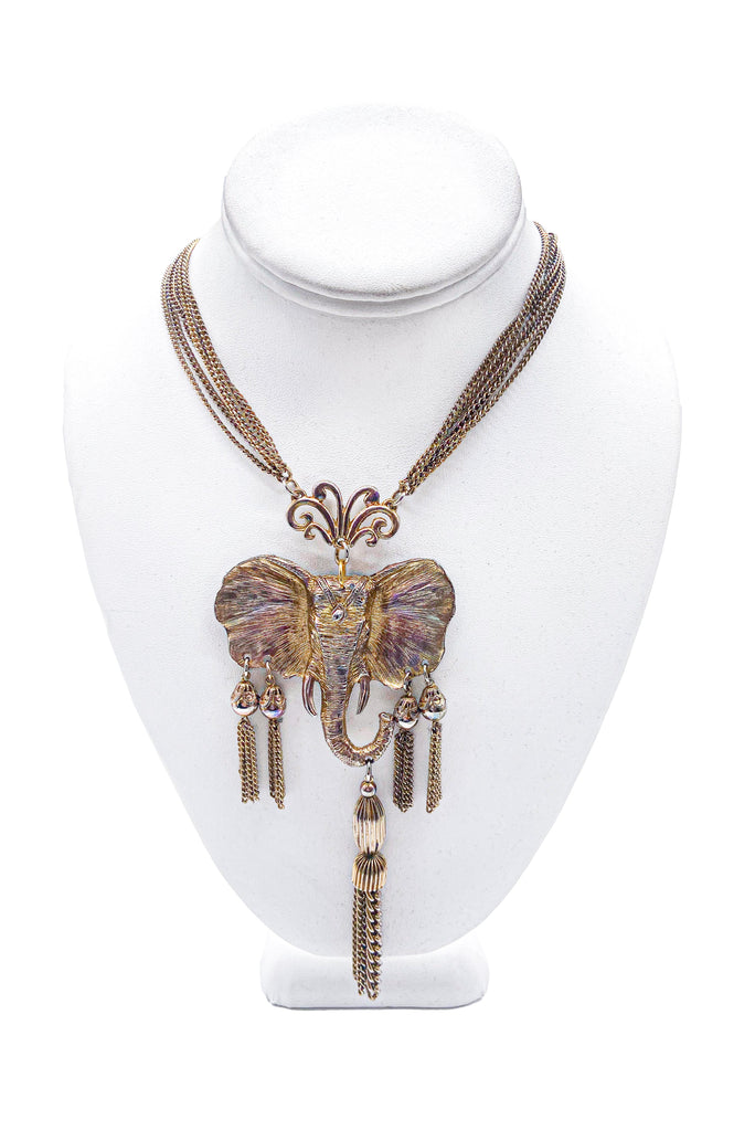 Vintage Brass Elephant Maharaja Necklace