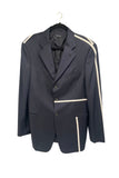 Vintage Giorgio Armani Black Suit with White Criss Cross Stripe Detailing