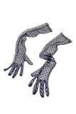 Vintage Black Polka Dot Opera Length Sheer Gloves