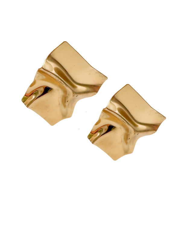 Vintage Gold Metal Wavy Earrings