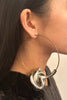 Statement Metallic Hoop Earring with Silver Coiled Ring Detail.