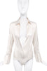Vintage Ivory Satin Button-Up Bodysuit Top