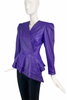 Vintage Purple Leather Fitted Asymmetrical Peplum Jacket