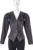 Loewe Vintage Black Leather Jacket with Flower Lace Inlay Embroidery