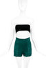 Vintage North Beach Deep Green Suede "Saint Laurent" Micro Shorts