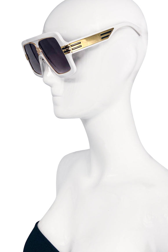 Vintage Oversize White Shield Aviator 