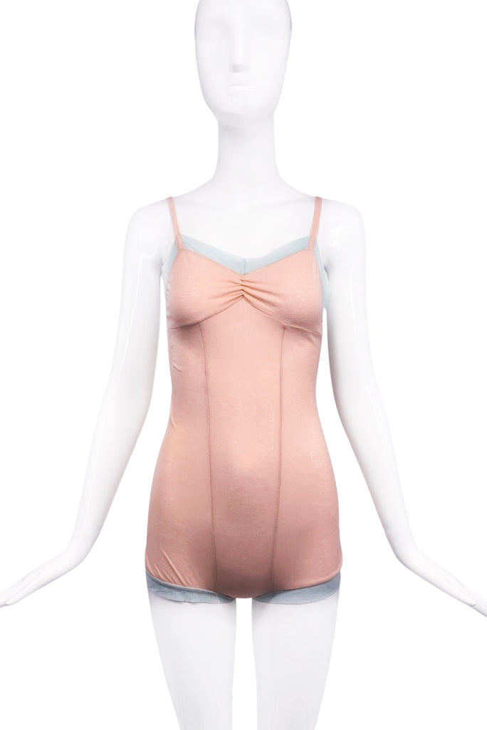 Vintage Peach Orange Teddy Bodysuit with Seafoam Green Trim
