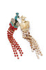 Vintage Rainbow Colored Crystal Peacock Earrings in the Style of Van Cleef & Arpel