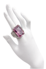 Vintage Silver Pink Crystal Massive Estate Cocktail Ring