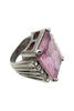 Vintage Silver Pink Crystal Massive Estate Cocktail Ring