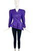 Vintage Purple Leather Fitted Asymmetrical Peplum Jacket
