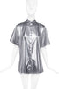 Vintage Silver Metallic Short Sleeve Button Down Shirt