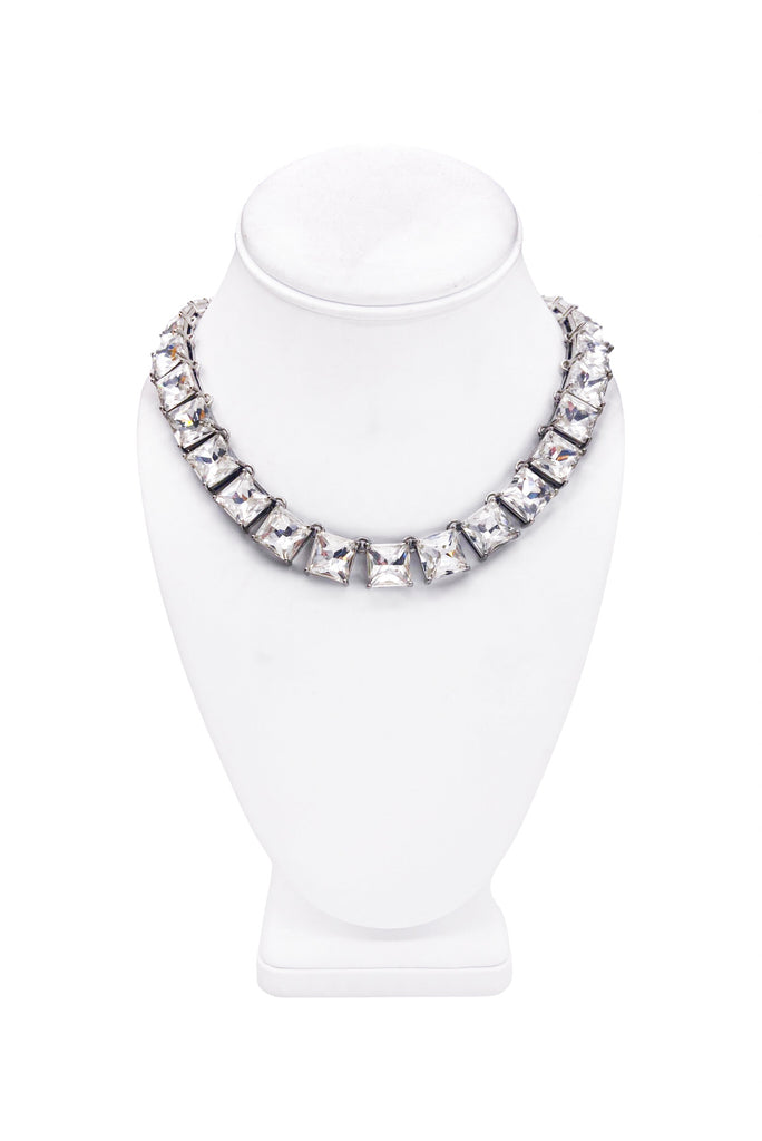 Vintage Princess Cut Crystal Necklace
