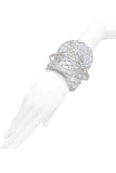 Vintage Clear Lucite Square Bangle Bracelet with Crystal Details